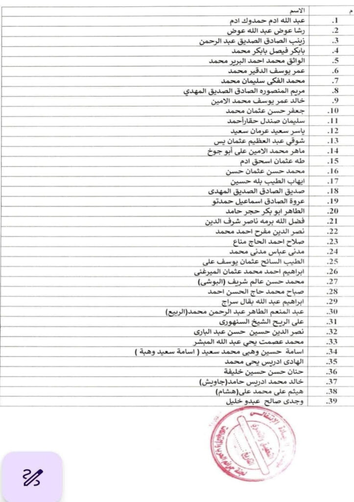 تجميد حسابات 39 شخصا